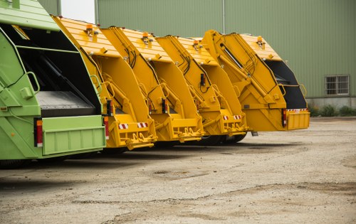 Professional waste management team handling construction debris